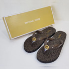Michael Kors Authentic Flip-flops Sandals Women Allover Print Logo Size 9 Brown 