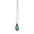 Sterling Silver Turquoise   Coral Pendant Necklace Southwestern Leaf Design 10g