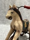 Vintage Wooden Horse On Rolling Wheels Pull Toy Folk Art Primitive Decor 8 