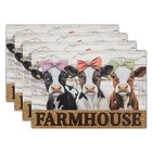 Farmhouse Placemats 4pcs  Farm Animal Tabletop Mat Rustic 12 X 18 Inch Cute Cow