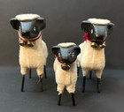 Lot Of  3 Vtg Sheep Stick Legs Composition Wood Cotton Batting Black Face Legs