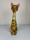Vintage Folk Art Cat Floral Whimsical Primitive Decor 18    Heavy