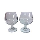 Vtg Jim Beam Bourbon Snifter Glasses Set Of 2 Clear Glass Black Logo Barware 4 