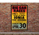 1950s Ionia Fair Grounds Auto Races 14x22 Framed Poster  Racing Indy Race Cars