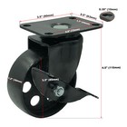 4 All Black Metal Swivel Plate Caster Wheels W  Brake Heavy Duty  3 5  W  Brake 
