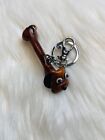 Leather Dog Bone Brown Bag Charm Keychain Car Key Fob Handmade Gift New