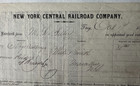 1864 New York Central Railroad Freight Receipt Troy New York Scott R6c Stamp