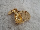 Goldtone Rhinestone Enamel Easter Bunny Rabbit Pin  c57 
