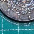 Italy 1870 5 Lire Silver Coin  Vittorio Emanuele Ii Crazy Toned Toner