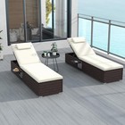 Patio Chaise Lounge Set Of 2 Outdoor Rattan Lounge Chair With 6-level Backrest