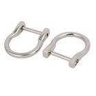 20mm Inner Width Metal U Shaped Screw Mounted Buckle D Ring Silver Tone 2pcs