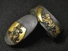 Antique Shakudo Poetry Card Fuchigashira Japanese Fuchi Kashira Edo From Japan