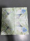 Two Single Cocktail Napkins For Decoupage Dragonfly Dragonflies Flowers Floral