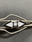 Vintage Black white Art Deco Design Enamel Tie Bar Clip