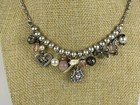 American Eagle Necklace Womens Antiqued Silver Tone Pink Rhinestones Dangle