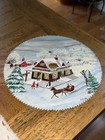 Vintage Hand Painted Circular Saw Blade Winter General Store Folk Art  7 25   