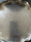 Vintage Mcm Hammered Aluminum Serving Tray 11 5   flowers Scalloped Edge