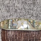 Vintage Abalone Shell Hair Comb Mother Of Pearl Inlay Decorative Floral Alpaca