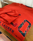 Nwt Polo Ralph Lauren Solid Red Plaid Polo Logo Long Sleeve Crewneck T Shirt