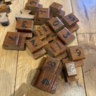 Set Of Vintage Wooden Letterpress Printers Blocks  Mixed Size   Font Numbers