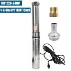 1 Hp Deep Well Submersible Pump  4    207 Ft Max 220v 33gpm 2000gph 33ft Cord