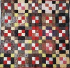 Antique Puss In The Corner Patchwork Crib Quilt 1880s Stored Turkey Red Indigo