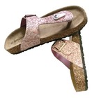 Women Buckle Sandals Shoes Thong Flip Flops Beach Slipper Pink Glitter 10