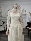 Union Made Vintage 80s Ivory Lace Tea Length Informal Wedding Dress Sz 16 
