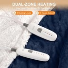 Navy Blue Sherpa Electric Heated Blanket 100x90 King Size Dual Control Washable