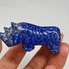Unique Lapis Lazuli Rhinoceros Figurine  Hand Carved Blue Stone Rhino Statue