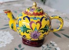 Vintage Chinese Cloisonne Brass Copper Handmade Mini Teapot