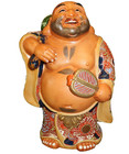 Hotei Budai God Kutani Pottery Statue 8 75  Japan Vintage Figurine Figure
