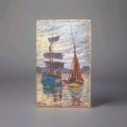 Antique Oil Painting Marine Landscape Boat Sailing Ships Signed On Panel