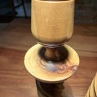 Pair Of Handcarved Olive Wood Barley Twist Candle Holders 9 5    Tall