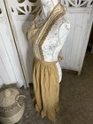 Vintage 70s Handmade Floral Maxi Tan Brown Ruffle Prairie Apron