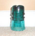 Nice Dark Aqua Cd 141 No Embossing Cross Top Style Glass Insulator  a 