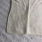 Vintage Retro White Square Handkerchief Delicate Embroidered Flowers Bridal Euc