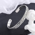 Retro 925 Sterling Silver Wave Cloud Open Cuff Bangle Bracelet Women Jewelry Gif