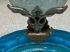 Antique Czech Intaglio Glass Blue Ashtray place Card  Heinrich Hoffman 