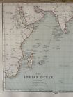 1872 Indian Ocean Hand Coloured Original Antique Map By W g  Blackie