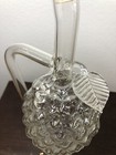 Vtg Clear Glass Grape Cluster Shape Wine Bottle Pedestal Decanter Barware Read