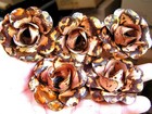 Five Medium Pink Roses  Metal Flowers For Embellishments And Accents  Pk