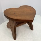 Vtg   Wooden Handmade Step  Foot  Stool heart Shaped country Cottage  Signed