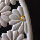 Vintage Heavy Footed Cast Iron Trivet White W Yellow Daisies Retro Kitchen 1999