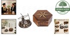 Collectible Brass Sundial Compass With Wood Storage  Timeless Navigation Tool