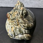 Fat Belly Frog Ceramic Glazed Mottled See No Evil Funny Figurine 5 Inch
