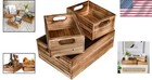 Set Of 3 Rustic Wooden Crates With Handles - Eco-friendly Storage Solution