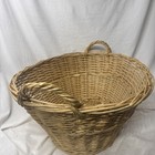 Vintage Wicker Willow Woven Laundry Basket Handles 23    Farmhouse Storage Decor