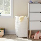 Pillowfort Quilted Collapsible Corner Kids  Laundry Basket Hamper Canvas White