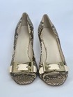 Gucci Python Snakeskin Peep Toe Heels Pumps Buckle Shoes Italy Sz 39 C Dust Bag